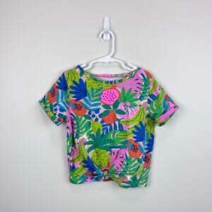 Mini Boden Tie Front T-Shirt Multi Tropical Fruit 8-9